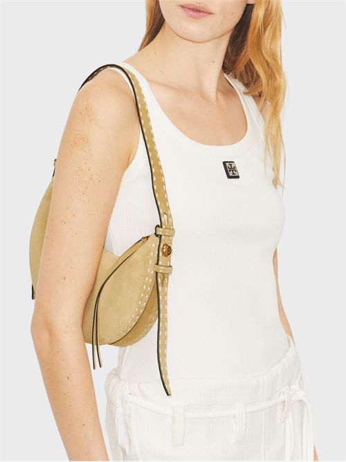 Borsa a mezzaluna piccola in suede con impuntura a vista TORY BURCH | 178680250